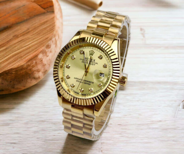 luxury day-date quartz watch – precision timekeeping with diamond hour markers & premium gift box