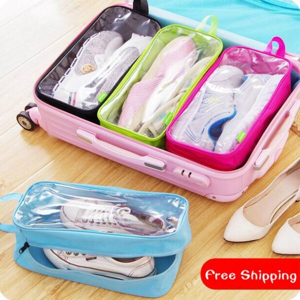 pack of 4 - travel shoes organizer storage bag (random color)