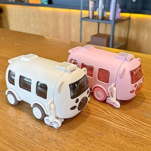 kids cute bear baby bus tritan water bottle student school children creative straw car water bottle cup 500ml (random color) - Image 6