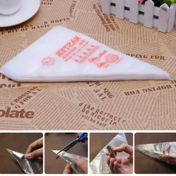 pack of 100 icing bags - plastic icing piping bags pastry fondant cake decorating bag tool - 13inch - Image 4