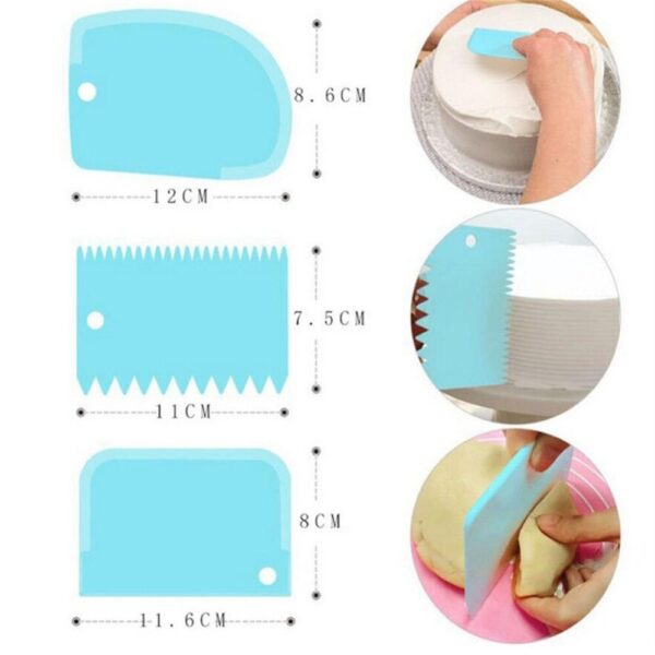 3pcs/set diy cake cream scraper set cake decorating tools multifunctional irregular teeth edge kitchen baking tool(pack of 3) - Image 4