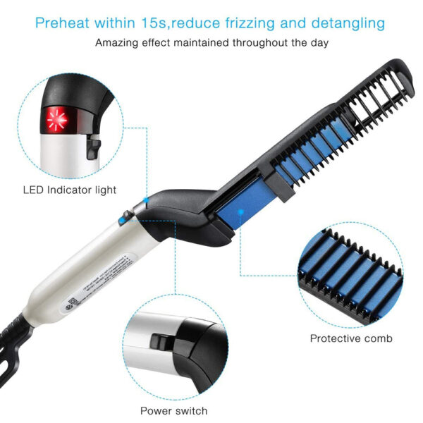beard straightening comb electric hair comb hair styler for men hair hot comb - Image 5