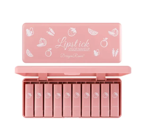 dragon ranee 10 pieces velvet matte pink lipstick set | long lasting makeup waterproof lip gloss for girls & womens - Image 9