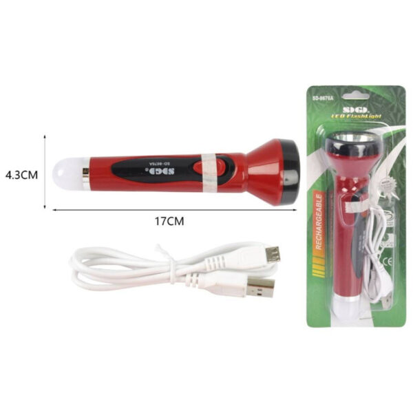 sd-8676a rechargeable led flashlight focus powerful torch light | best torch for outdoor | indoor light | light for hiking & camping ( random color ) - Image 5
