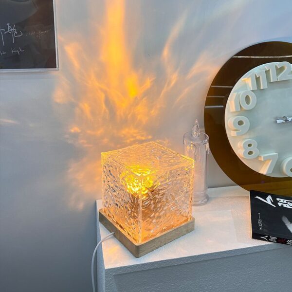 dynamic rotating water ripple night light 3 colors flame crystal lamp for living room study bedroom (no remote  attached usb cable) - Image 8