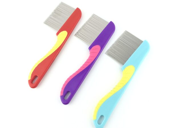 (pack of 3) stainless steel hair comb professional nit head hair lice comb long steel teeth - multicolor