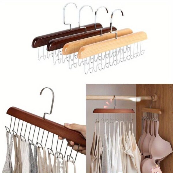 8 hooks wooden clothes hanger with tie rack belt hangers with 360°rotating - Image 10