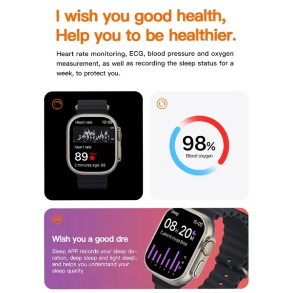 hk 9 ultra max smart bluetooth calling wireless watch for men & women (random color) - Image 4
