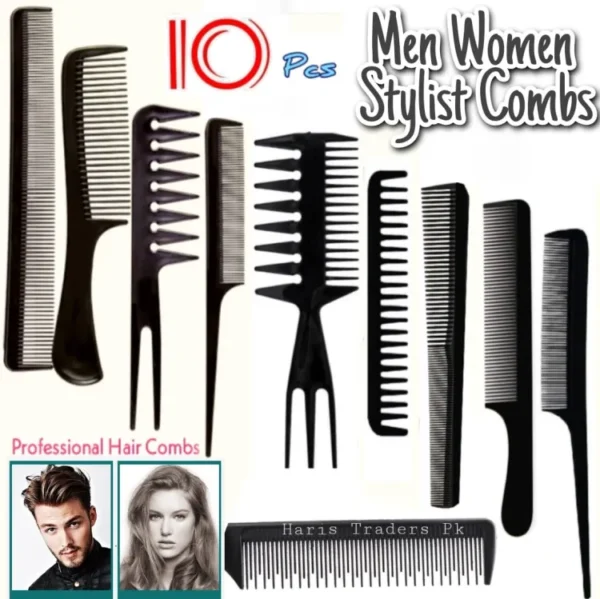 pack of 10-professional hairdressing combs for women and men