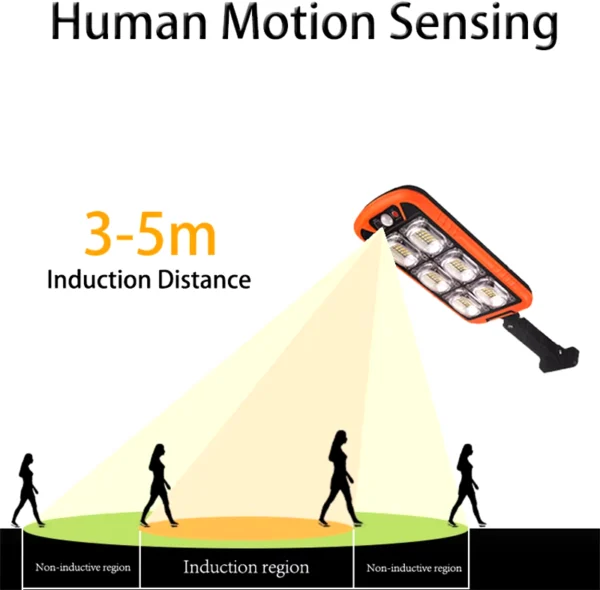 solar street cob light with sensor zb-150b | motion sensor security streetlights for parking lot - remote control (random color) - Image 2