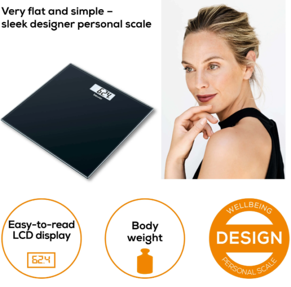 gs10 beurer digital weight scale with lcd display kg/pound adjustable (black) - Image 7