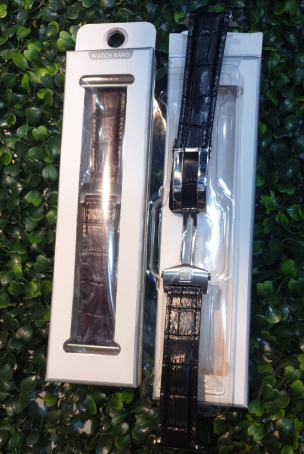 ewatch accessories genuine leather watch band strap fits 1853 black deployment buckle-13