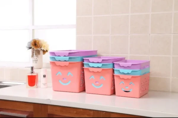 smile basket without cap pack off 3 | storage organizer basket |  multipurpose baskets for kitchen, home, office & bathroom (random color) - Image 4