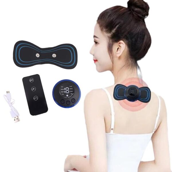 ems butterfly neck massager for muscle pain relief and shoulder relaxation with remote - imported