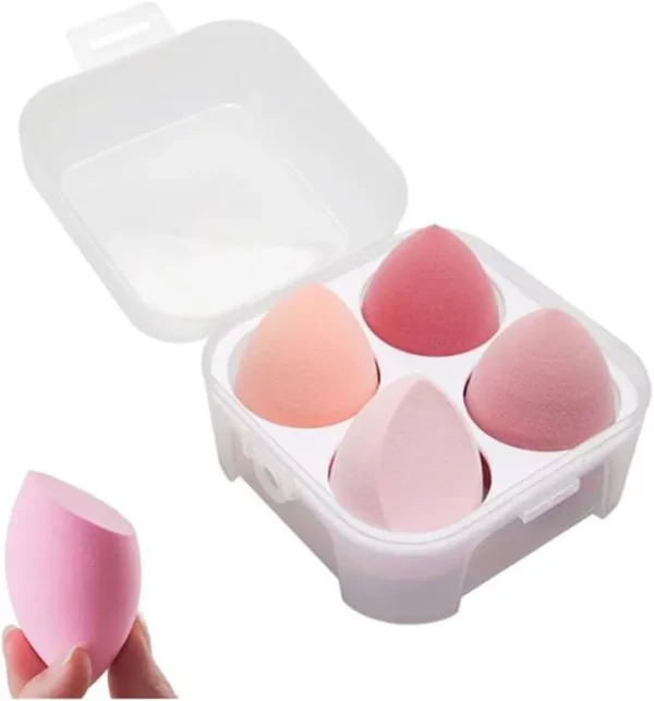 beauty blender 4 pcs set with holder box (random color) - Image 4