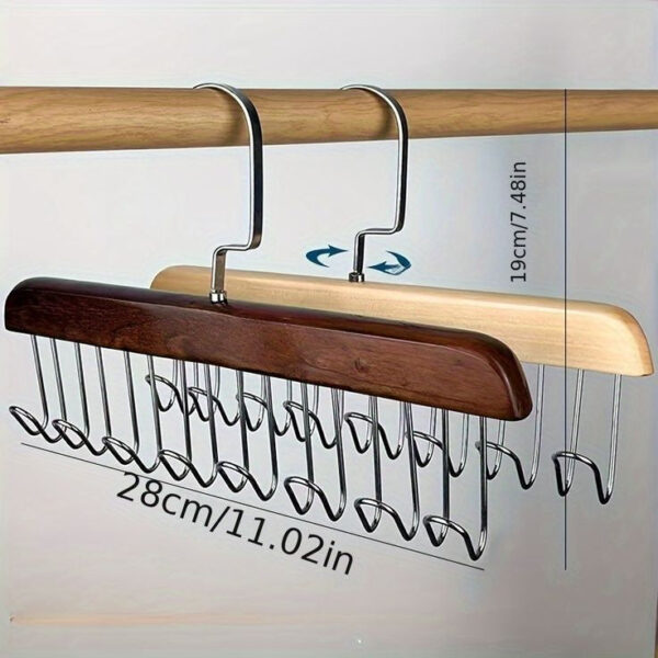 8 hooks wooden clothes hanger with tie rack belt hangers with 360°rotating - Image 11