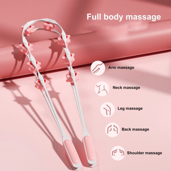 multifunctional bump ball full body massager | muscle relaxation body massage 8 balls ergonomic handle roller (random color)