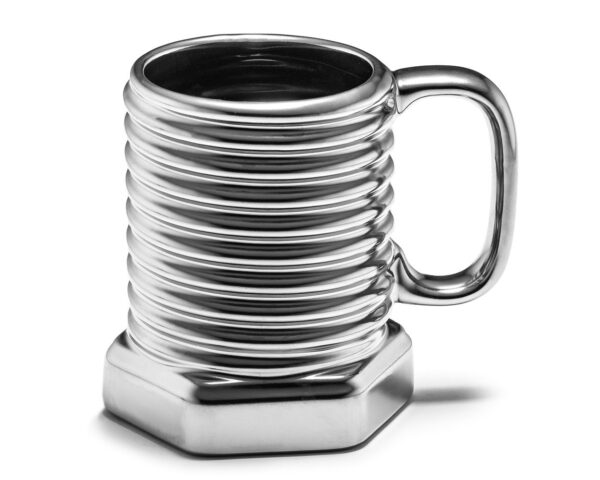 (nw00033) 3d screw shape ceramic cool mug coffee mugs for home office- (silver) - Image 4