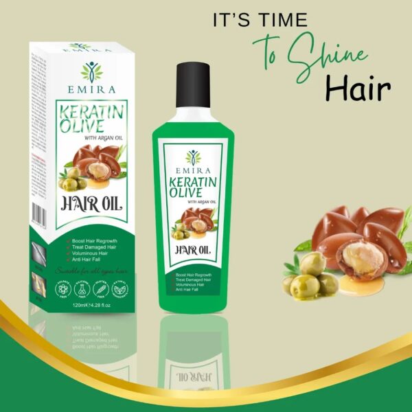 pack of 3 - emira keratin olive with argan hair oil | red onion with black seed hair oil | rice + collagen with minerals hair oil - 120ml - Image 2