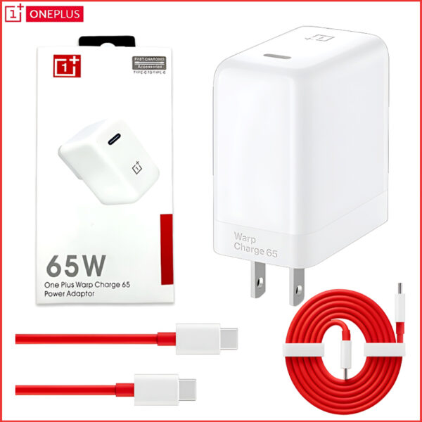 oneplus 65w warp charge power adapter with type-c to type-c fast charging cable - Image 3