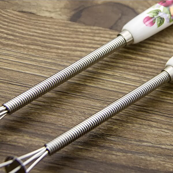 mini ceramic flower print handle egg coffee milk cream beater hand mixer whisk - 1 pc (random whisk) - Image 8