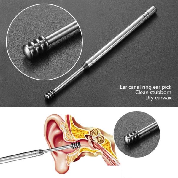 pack off 6  ear pick with storage bag dig ear wax remover cleaner care portable travel kit cleaner spoon - Image 5
