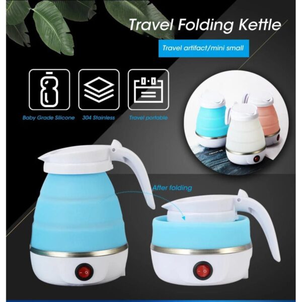 foldable and portable teapot water heater electric kettle for travel and home tea pot water kettle silica gel fast water boiling 600 ml(random color )