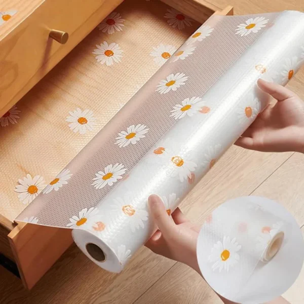 anti-slip drawer mat - pvc sheet roll (45cm x 150cm) for cabinets, shelves, and refrigerators(random design)