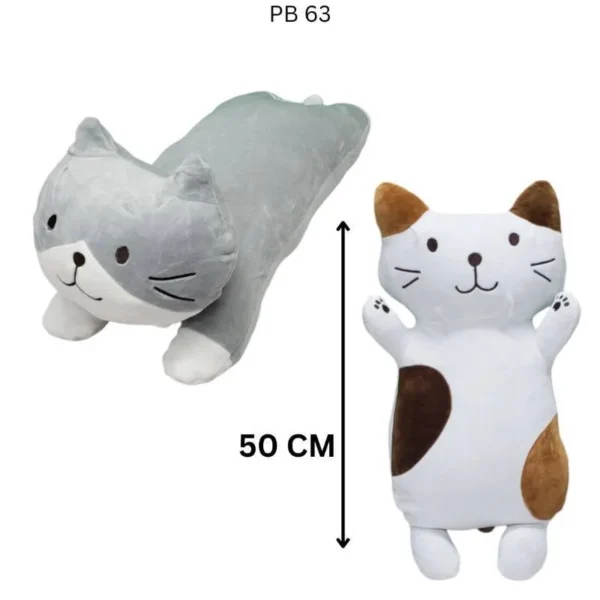 long cat plush pillow kitten gray white brown lovely cartoon  | fukufukunyanko plush cat cushion - 50cm (random color) - Image 2