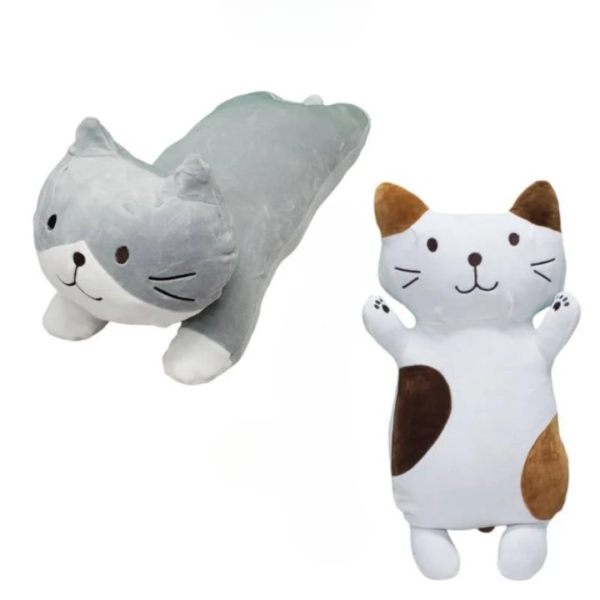 long cat plush pillow kitten gray white brown lovely cartoon  | fukufukunyanko plush cat cushion - 50cm (random color)