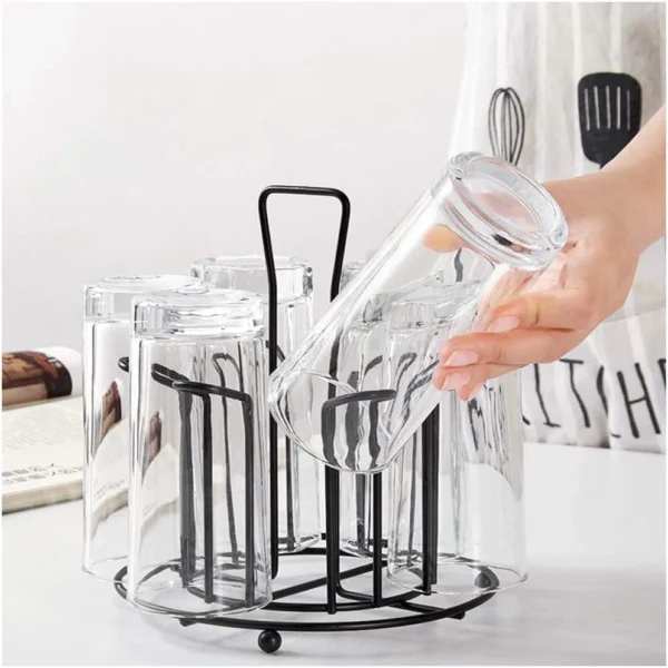 tabletop metal glass stand, 6 mug storage rack, /  glass, mug, non-slip mugs bottles organizer for kitchen