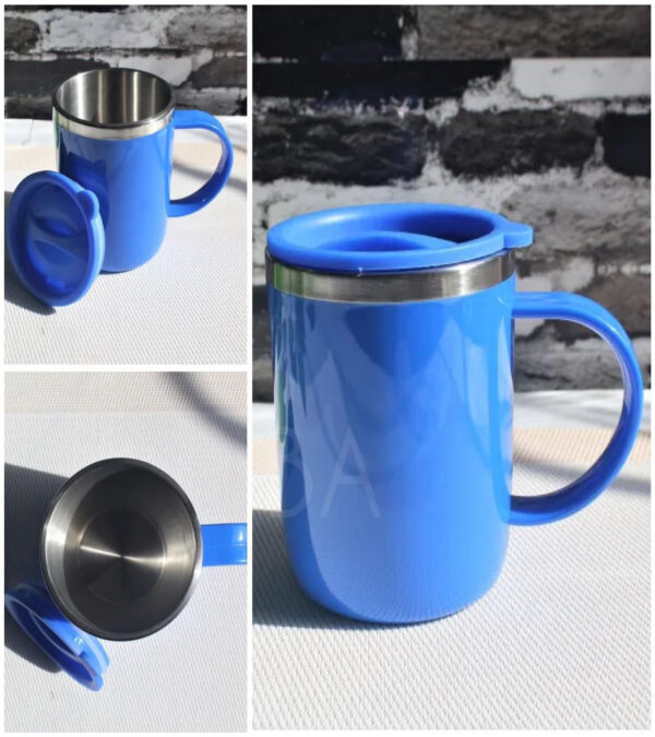 stainless steel hot cold coffee mug with air tight lid (random color) - Image 3