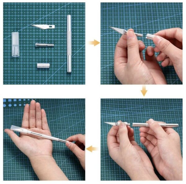 pen knife | detail precision cutting tool | paper, model making, etching, carving cutter with 6 blades + 1 handle - Image 10