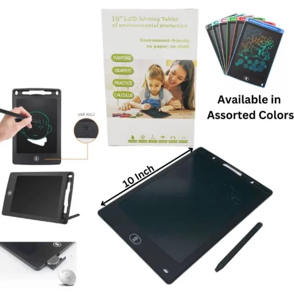 10 inch lcd writing tablet for kids - digital drawing pad - erasable writing board - writing pad (random color)