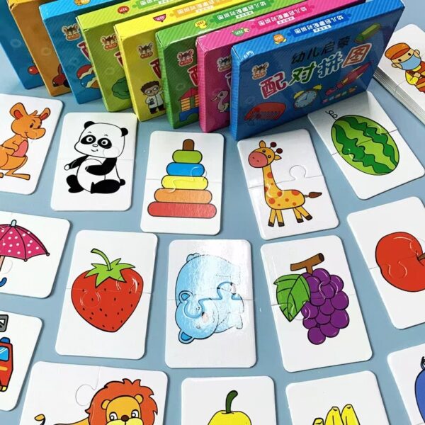 32 pcs montessori toddler card matching education puzzle toy cartoon jigsaw (random shape puzzle) - Image 6
