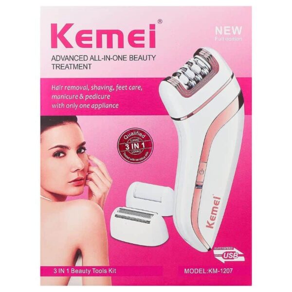 kemei km-1207a epilator with extra shaving head & scraping for women | chargeable kemei lady grooming kit ( random color ) - Image 7