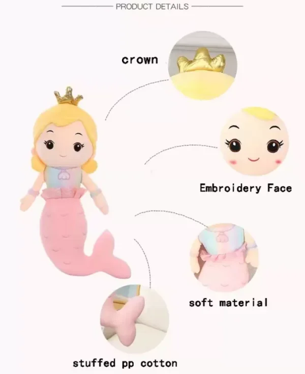 mermaid plush toy | super soft stuffed plush toy for kids baby boy's & girl's - 40 cm (random color) - Image 10