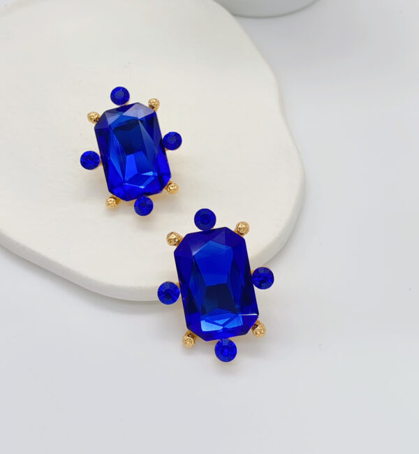 imported royal blue radiance statement earrings – bold elegance!