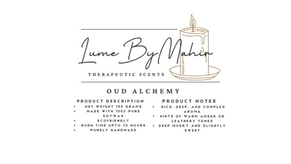 oud alchemy candle | every flicker tells a tale – handmade amber & musk soy wax candle - 100gram - Image 2