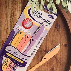 pack of 3- feather flamingo facial razor for face