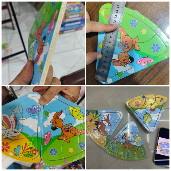 wooden pizza slice slate puzzle/ puzzle toys educational toys for children gifts (random characters ) - Image 7