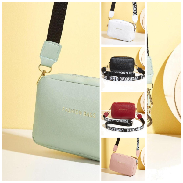 pu leather  wide strap crossbody bag simple style small shoulder bags for women - Image 4