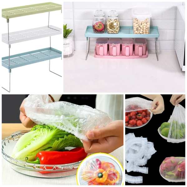 (deal) buy 2 stack- up shelf and get 1 disposible food bag for free (100 pieces) (random color) - Image 9