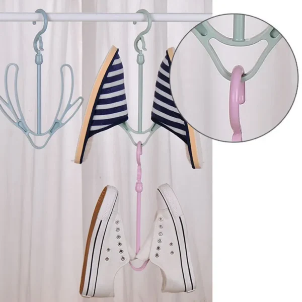 shoe drying stand | hanging racks for balcony, cabinet, cup board | hook racks organizer (pink)