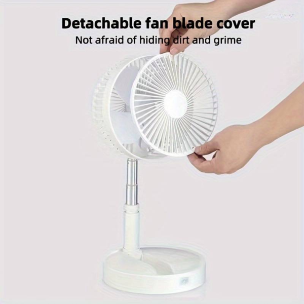 long stand rechargeable portable folding fan | extendable floor & desktop fan: silent, powerful, portable (random color) - Image 19