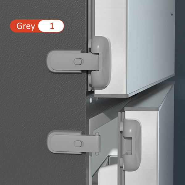 child safety fridge lock , baby safety refrigerator freezer door lock, no tools need or drill (grey) - 1 pc