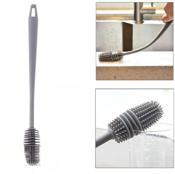 silicone bottle cleaning brush with long handler milk feedersh , cup brush (random color) - Image 2