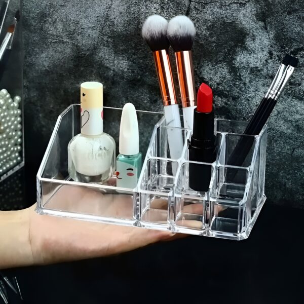 multi grid clear acrylic material eyebrush nail polish lipstick makeup jewelry vanity storage organizer - Image 4