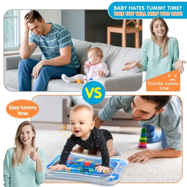 water play mat for infants, toddlers | inflatable tummy time mat - 60x50x8 cm (random color) - Image 8