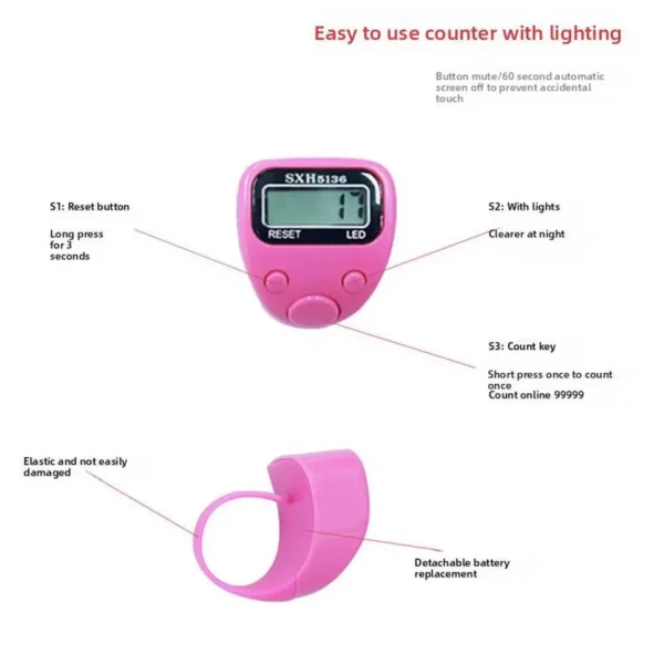 m506 digital finger tally counter | digital electronic tasbeeh counters | re-settable digits display ( random color ) - Image 3